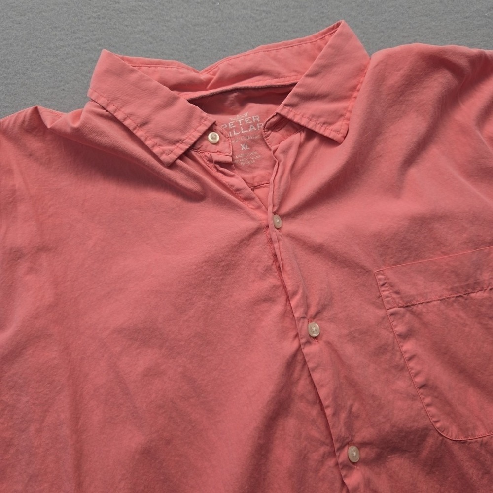 Peter Millar Men's Size Xl Pink Silk Cotton Long Sleeve Shirt Seaside Collection